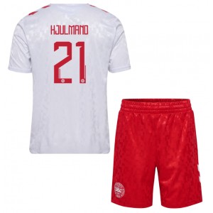 Fotbalové Dres Dánsko Morten Hjulmand #21 Dětské Venkovní Oblečení ME 2024 Krátký Rukáv (+ trenýrky)